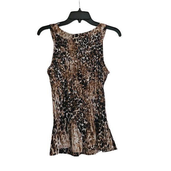 Fred David - Leopard Animal Print Pleated Shirt size Med Petite - Picture 5 of 7